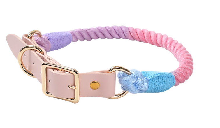 Macaron Dog Cotton Rope Collar & Leash