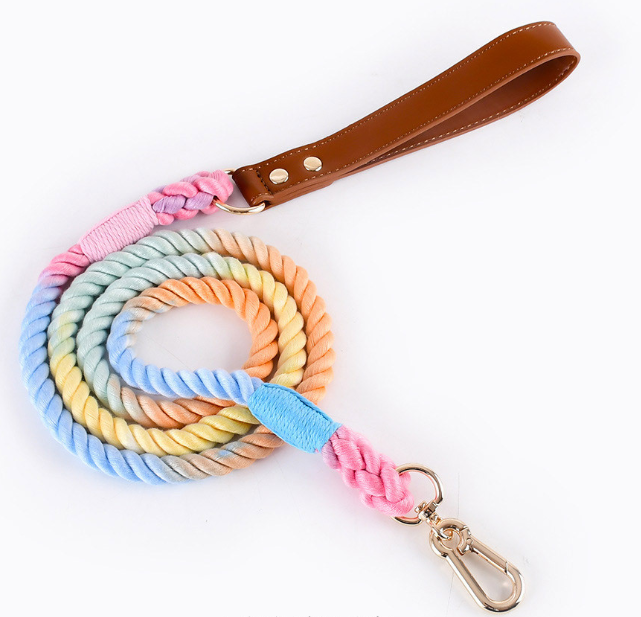 Macaron Dog Cotton Rope Collar & Leash