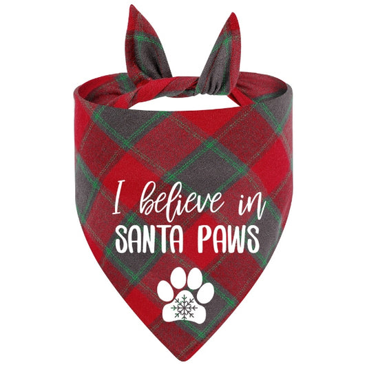 Christmas Pet Bandana with Santa Paws