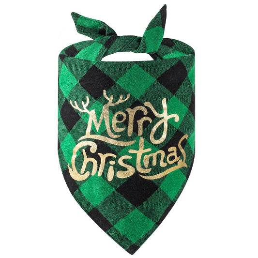 Christmas Pet Bandana (Golden Text) (Green)