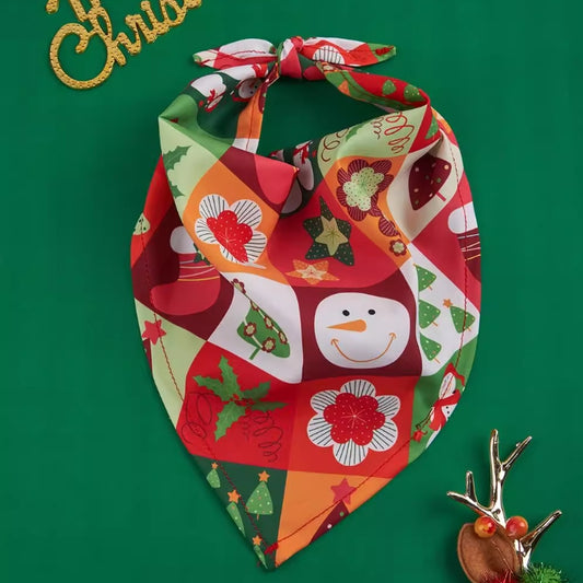 Christmas Pet Bandana Snowman and Christmas Tree