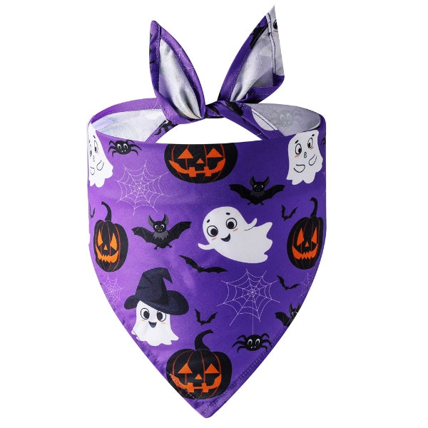 Halloween Pet Bandana with pumpkin & ghost pattern