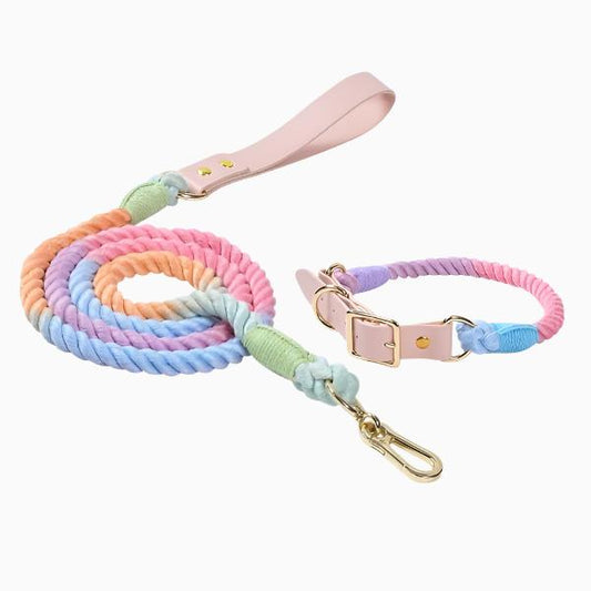 Macaron Dog Cotton Rope Collar & Leash