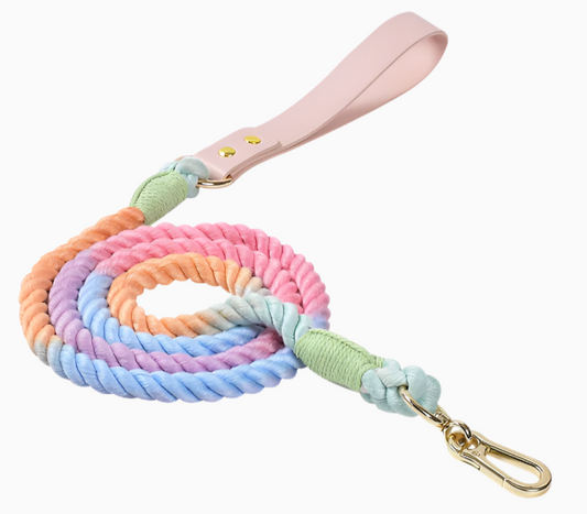 Macaron Cotton Leash | Pink Handle