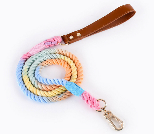 Macaron Cotton Leash | Brown Handle