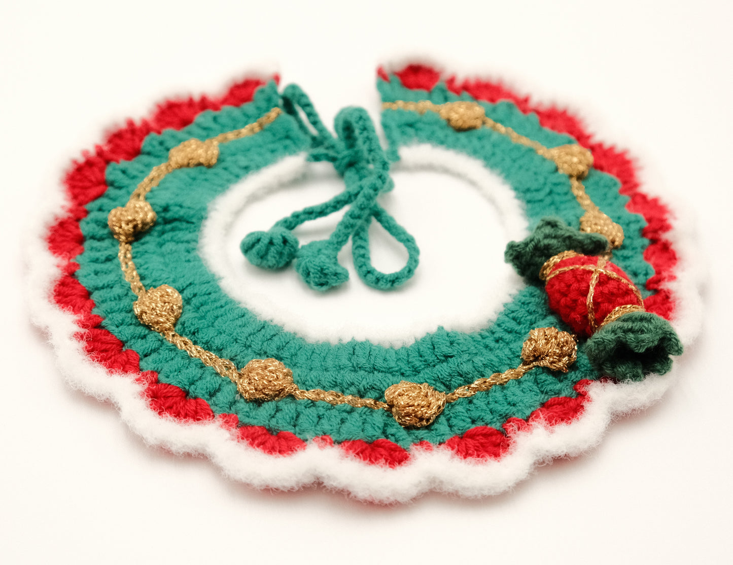 Handcrafted Crochet Collar - Christmas Candy Collar