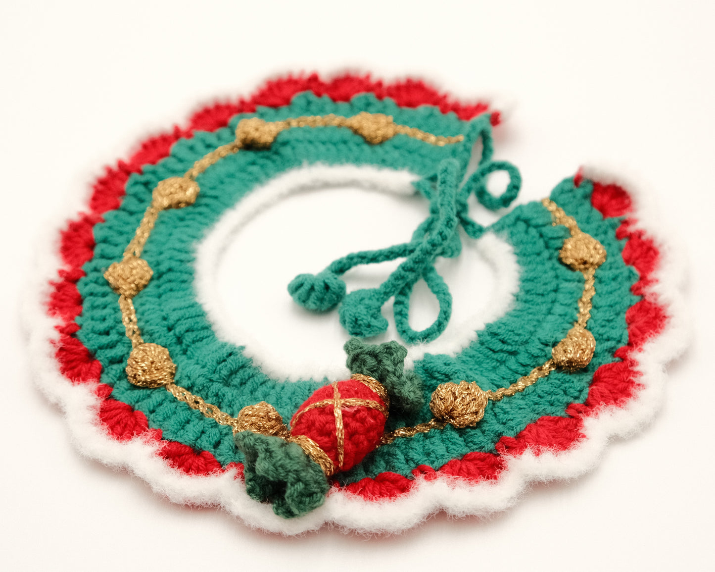 Handcrafted Crochet Collar - Christmas Candy Collar