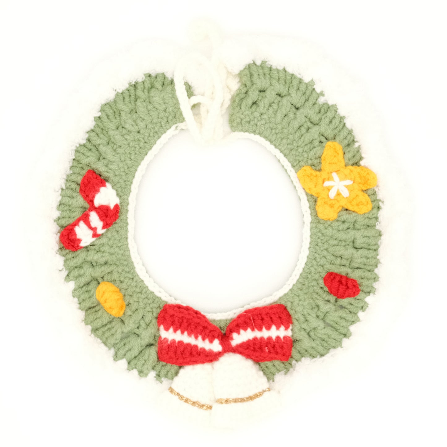 Handcrafted Crochet Collar - Christmas White Jingle Bell Collar