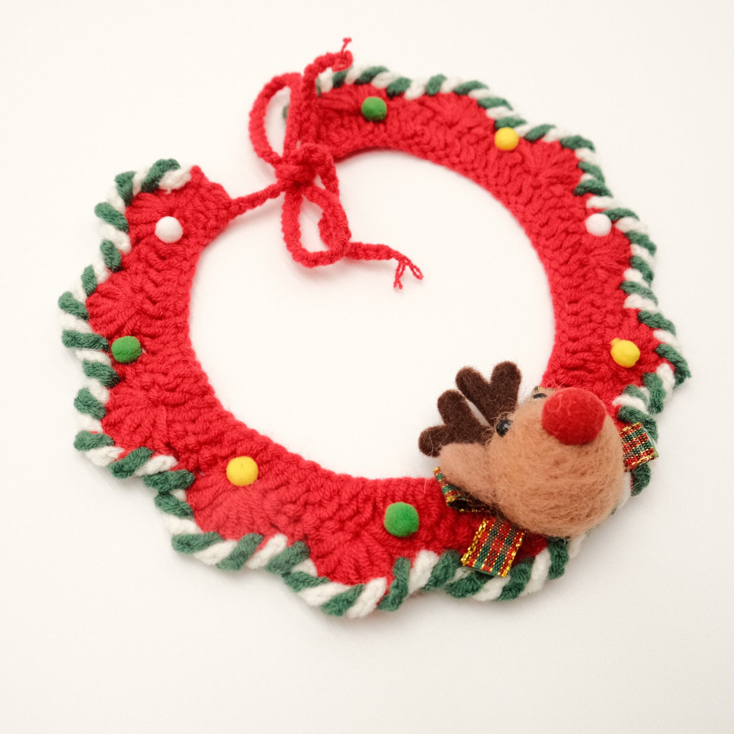 Handcrafted Crochet Collar - Christmas Deer Collar