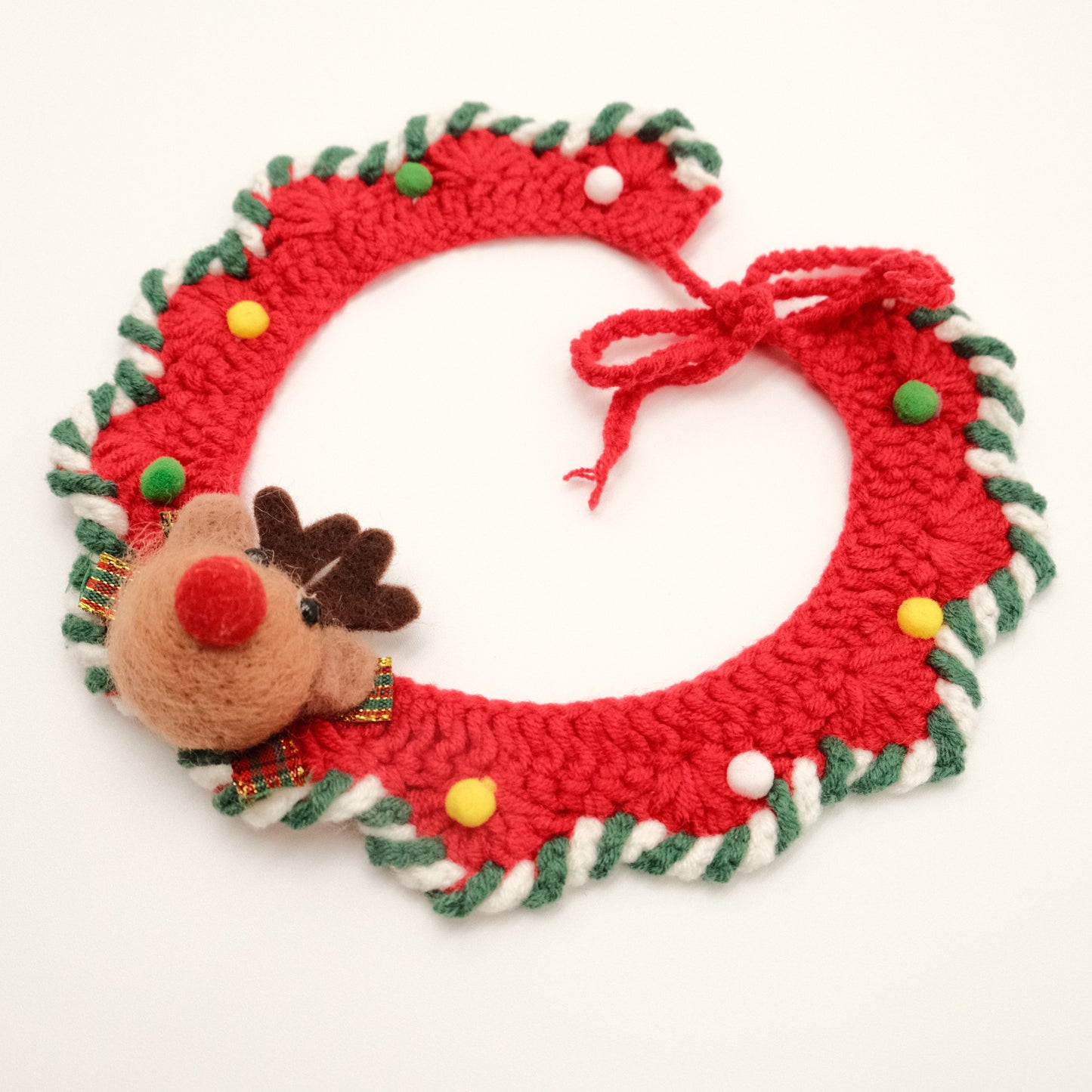 Handcrafted Crochet Collar - Christmas Deer Collar