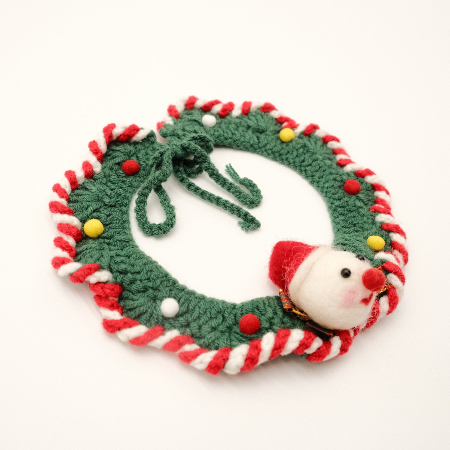 Handcrafted Crochet Collar - Christmas Snowman Collar