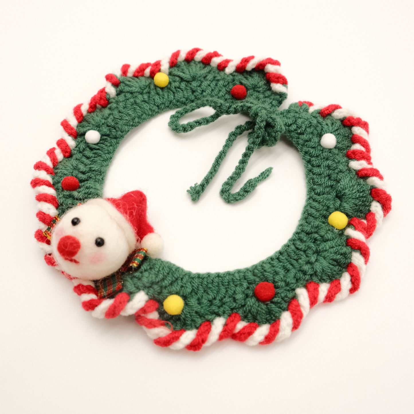 Handcrafted Crochet Collar - Christmas Snowman Collar