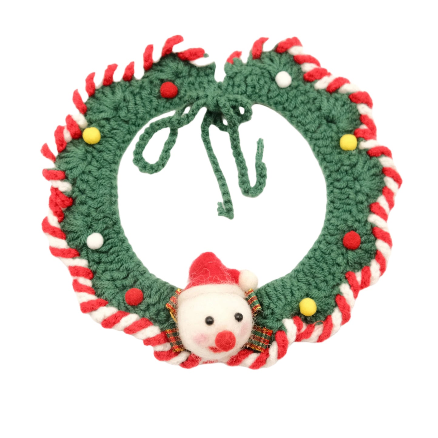 Handcrafted Crochet Collar - Christmas Snowman Collar