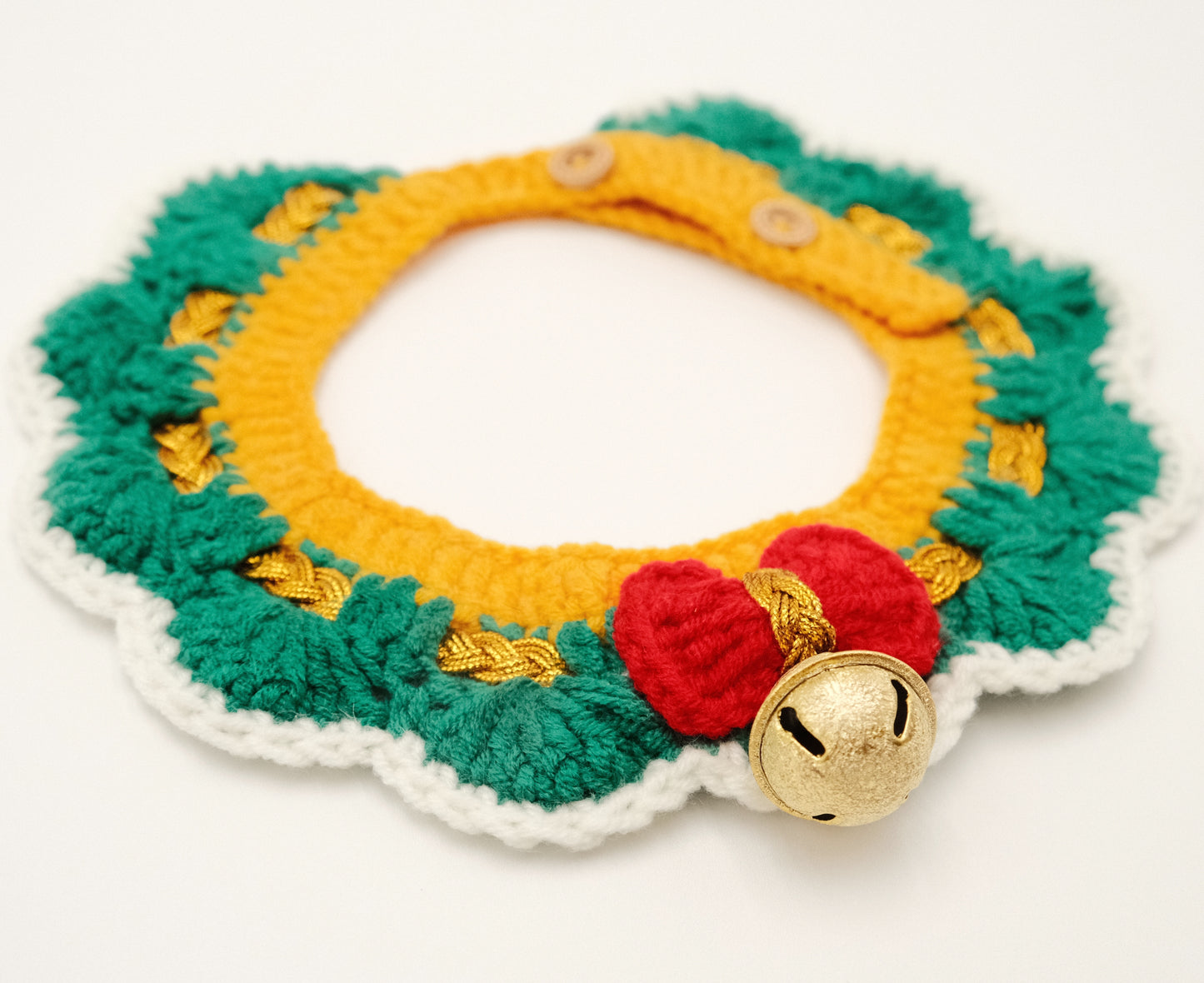 Handcrafted Crochet Collar - Christmas Jingle Bell Collar