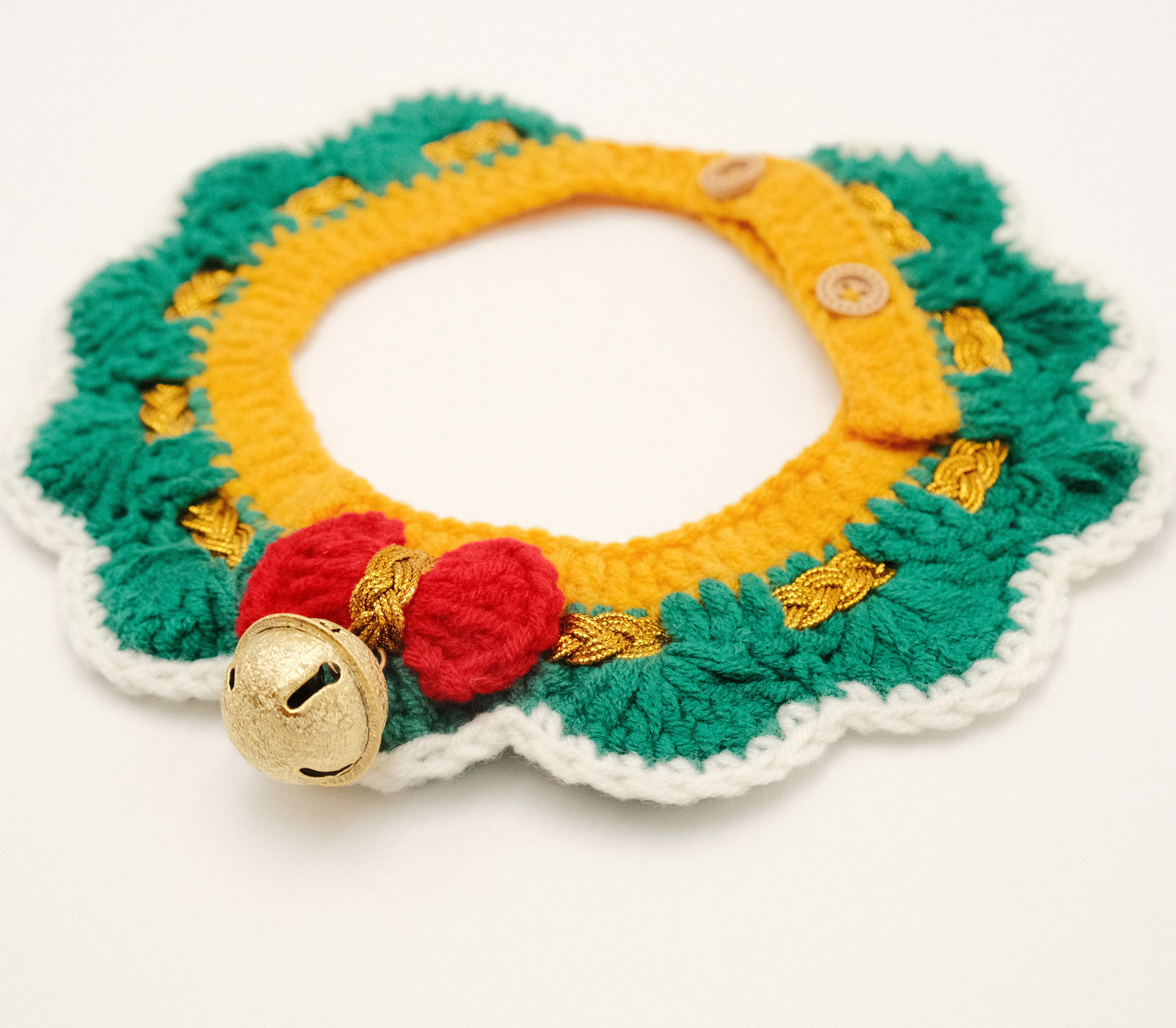 Handcrafted Crochet Collar - Christmas Jingle Bell Collar