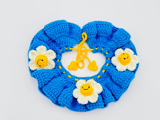 Handmade Sunflower Crochet Hat & Collar Set for Dogs & Cats